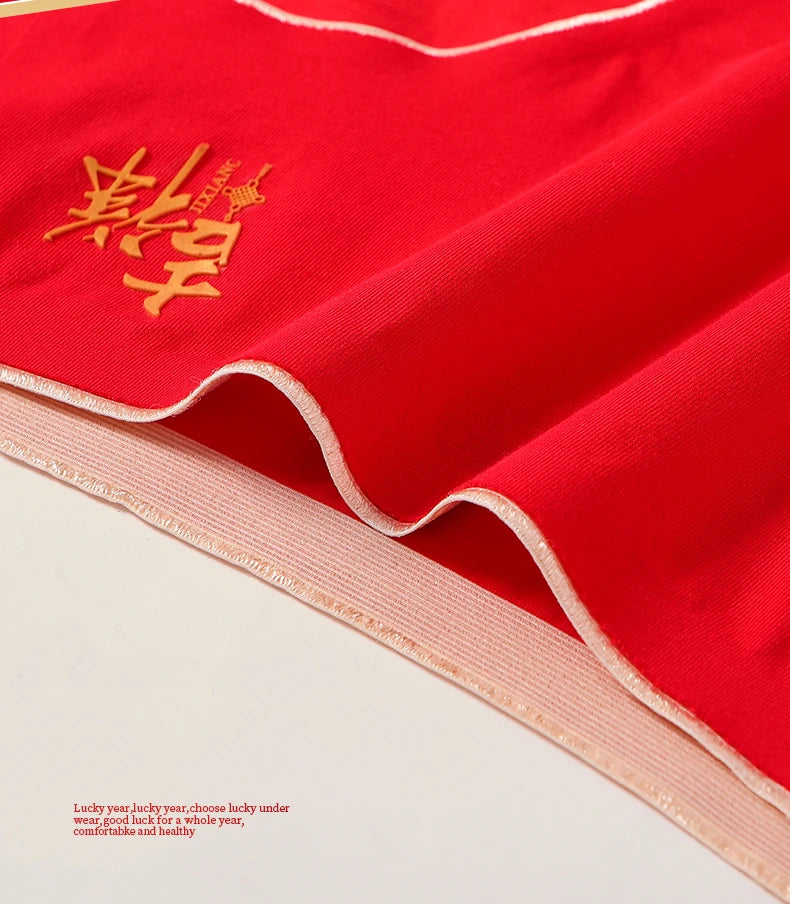 4Pcs/Set Women Panties Cotton Good Luck Red Intimates Soft Breathable Comfort Underpants Female Underwear Seamless Girls Briefs