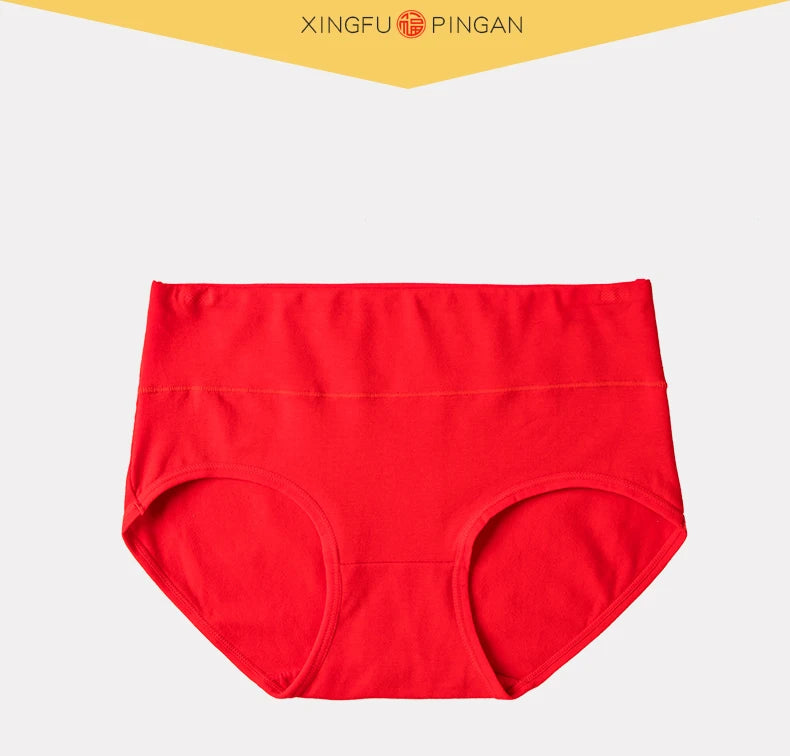 4Pcs/Set Women Panties Cotton Good Luck Red Intimates Soft Breathable Comfort Underpants Female Underwear Seamless Girls Briefs