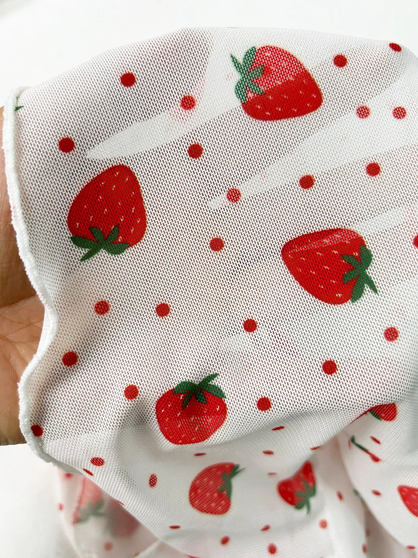 A3044_CO Sexy Pyjamas Lingerie 3 Piece Set Cute Strawberry Mature Women Sexy Transparent Underwear Dress Sleepwear Set