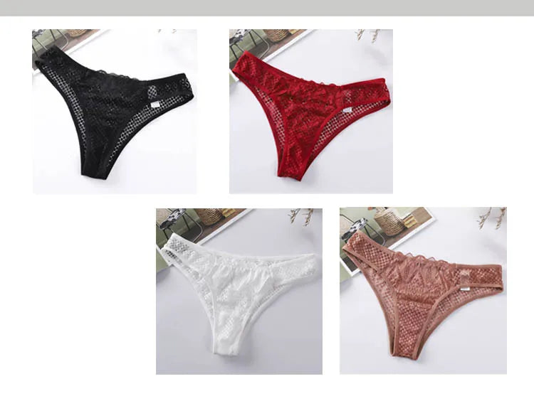 CINOON Women Sexy Lace Panties Low Waist Transparent Underwear Female G String Thong Comfortable Lingerie Temptation Intimates
