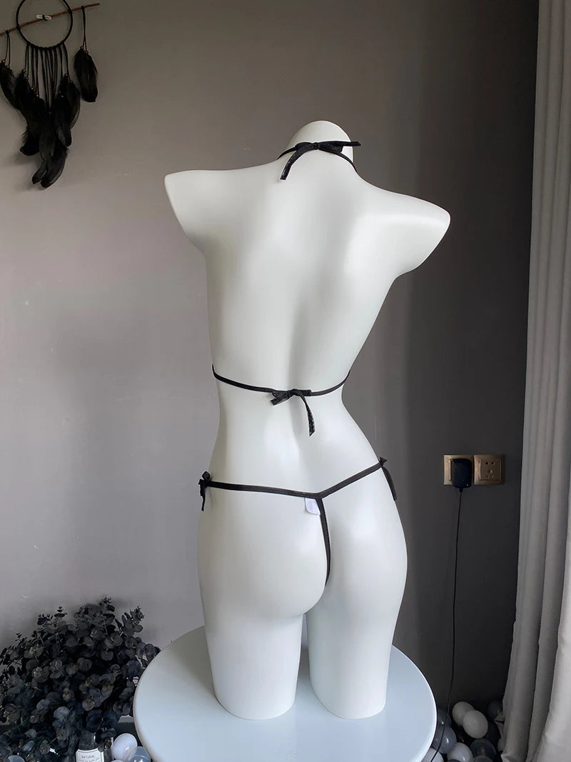 2024 Summer Ultra-thin Women's Lingerie Set Lace-up Mini Bra Thong Set Girl Sexy Lingerie Female Underwear Porn Hot Outfits