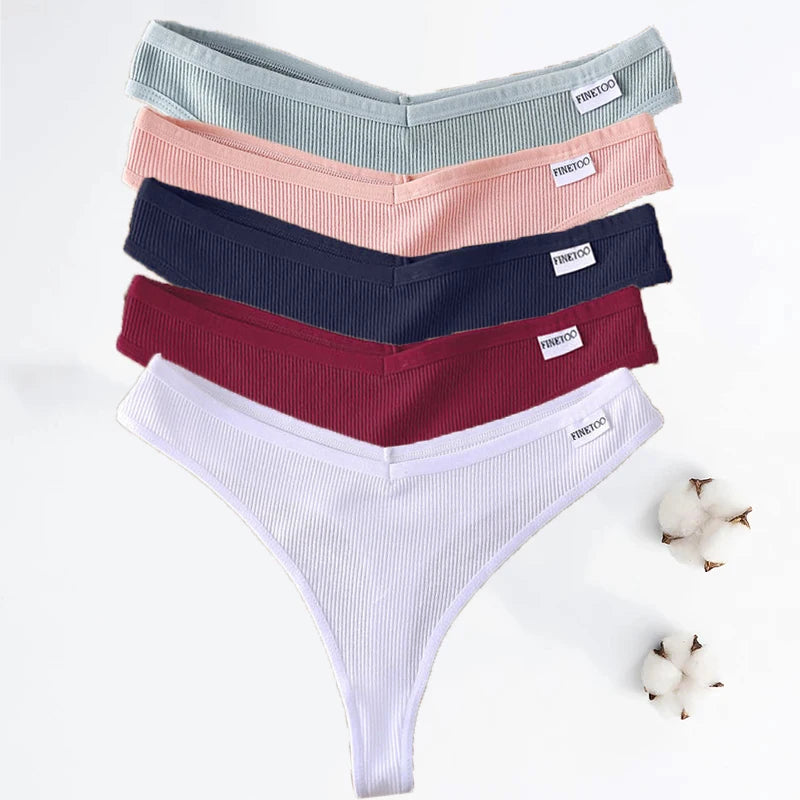 5PCS/Set Cotton Thongs Seamless Women's panties Sexy Low Waist G-String Female Lingerie Girls Breathable Intimates Bikinis M-XL