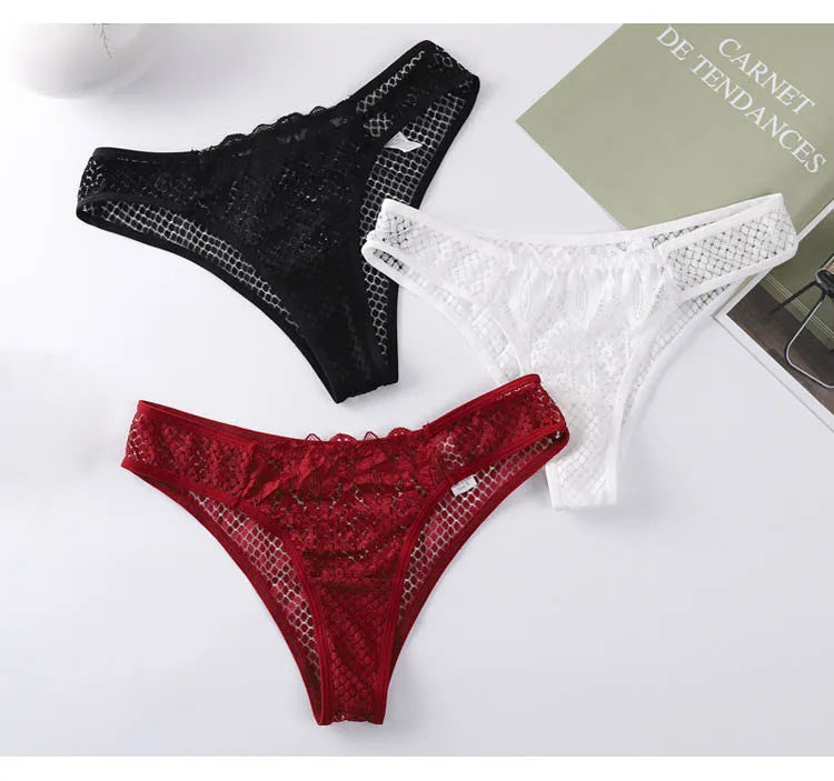 CINOON Women Sexy Lace Panties Low Waist Transparent Underwear Female G String Thong Comfortable Lingerie Temptation Intimates