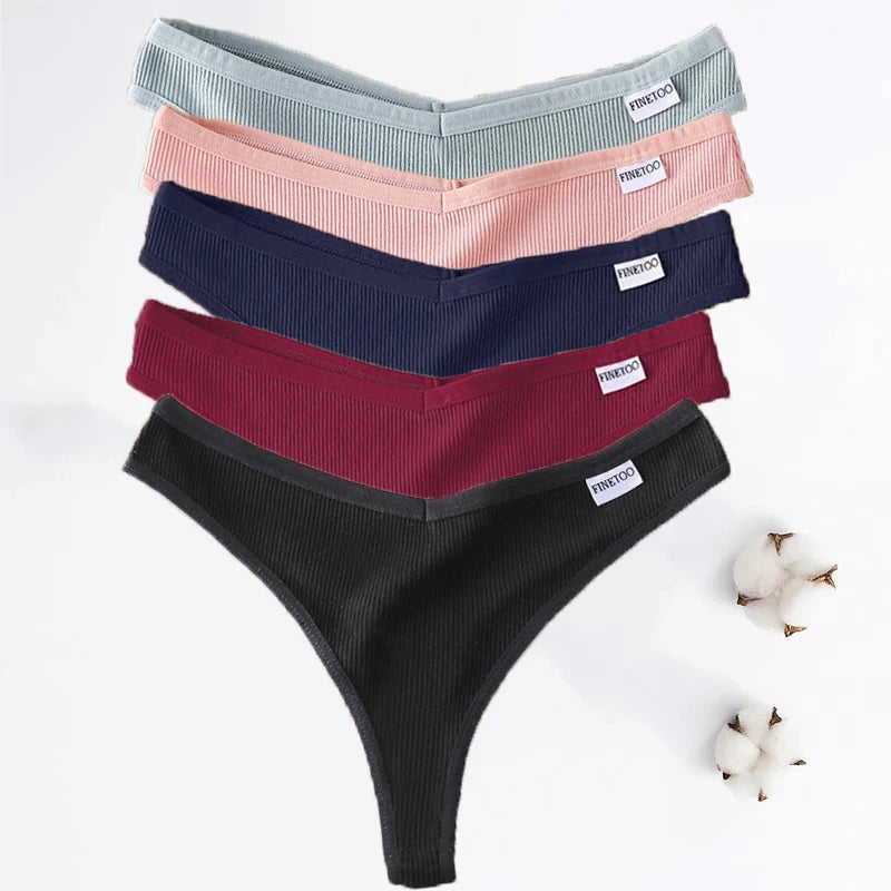 5PCS/Set Cotton Thongs Seamless Women's panties Sexy Low Waist G-String Female Lingerie Girls Breathable Intimates Bikinis M-XL