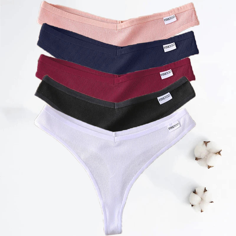5PCS/Set Cotton Thongs Seamless Women's panties Sexy Low Waist G-String Female Lingerie Girls Breathable Intimates Bikinis M-XL