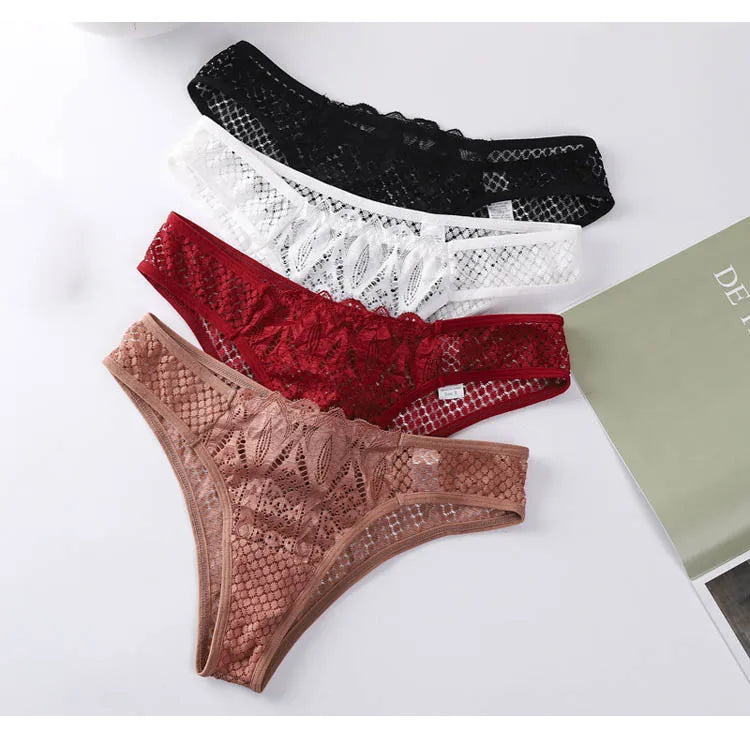 CINOON Women Sexy Lace Panties Low Waist Transparent Underwear Female G String Thong Comfortable Lingerie Temptation Intimates