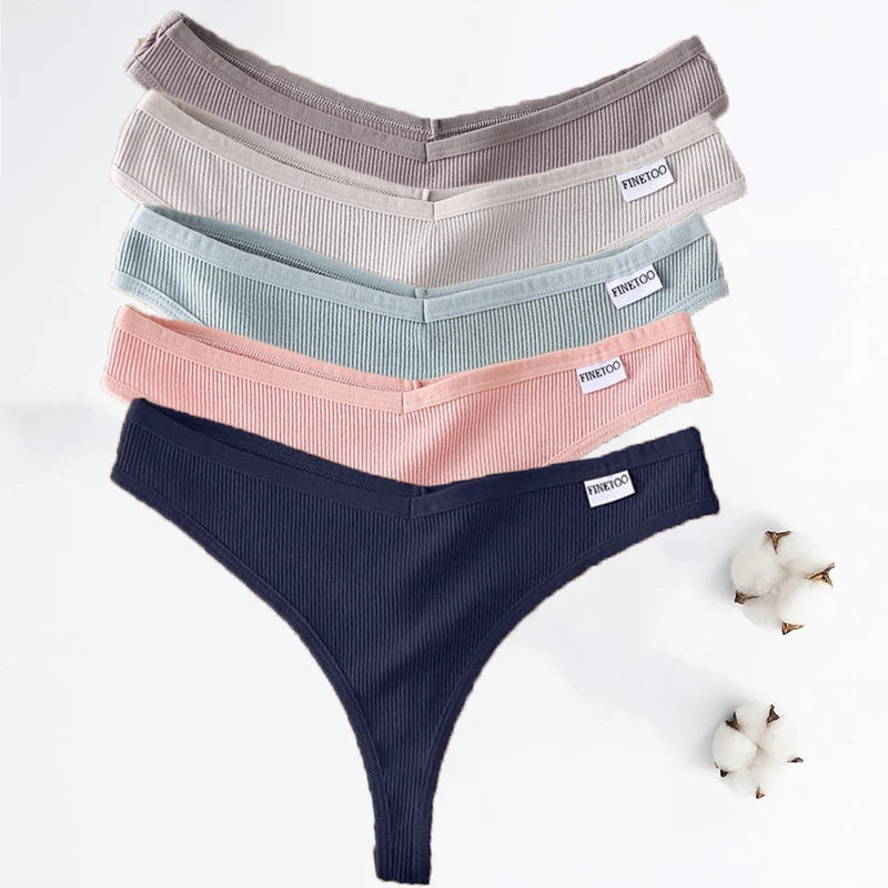 5PCS/Set Cotton Thongs Seamless Women's panties Sexy Low Waist G-String Female Lingerie Girls Breathable Intimates Bikinis M-XL