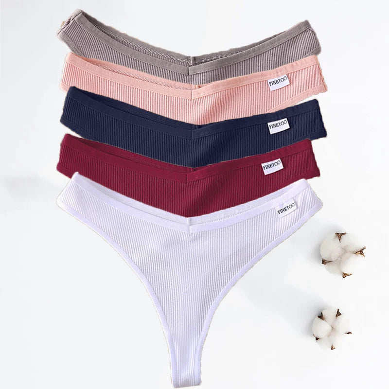 5PCS/Set Cotton Thongs Seamless Women's panties Sexy Low Waist G-String Female Lingerie Girls Breathable Intimates Bikinis M-XL