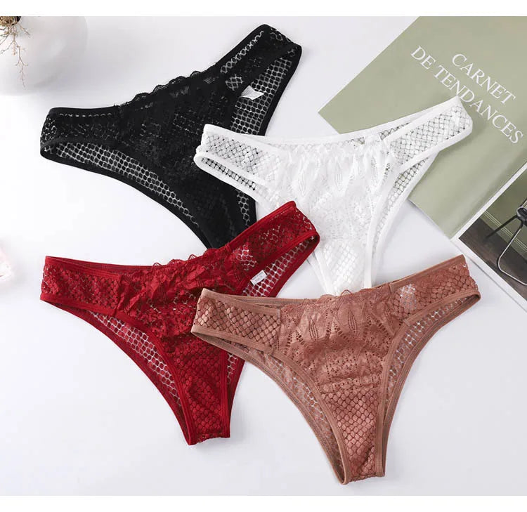CINOON Women Sexy Lace Panties Low Waist Transparent Underwear Female G String Thong Comfortable Lingerie Temptation Intimates