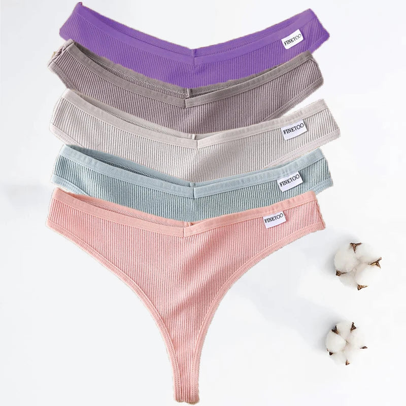5PCS/Set Cotton Thongs Seamless Women's panties Sexy Low Waist G-String Female Lingerie Girls Breathable Intimates Bikinis M-XL