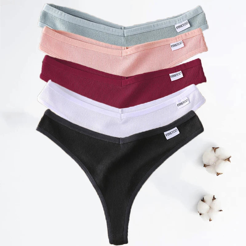 5PCS/Set Cotton Thongs Seamless Women's panties Sexy Low Waist G-String Female Lingerie Girls Breathable Intimates Bikinis M-XL