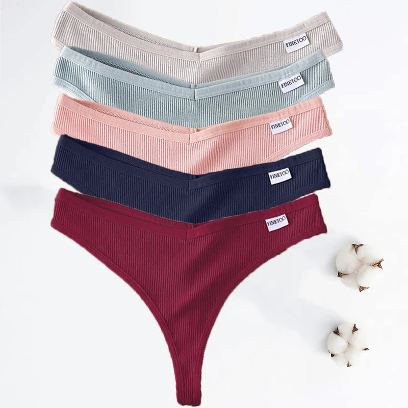 5PCS/Set Cotton Thongs Seamless Women's panties Sexy Low Waist G-String Female Lingerie Girls Breathable Intimates Bikinis M-XL