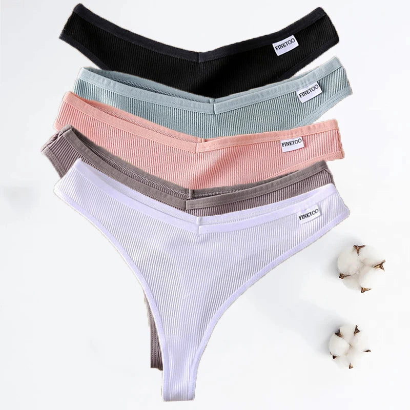 5PCS/Set Cotton Thongs Seamless Women's panties Sexy Low Waist G-String Female Lingerie Girls Breathable Intimates Bikinis M-XL